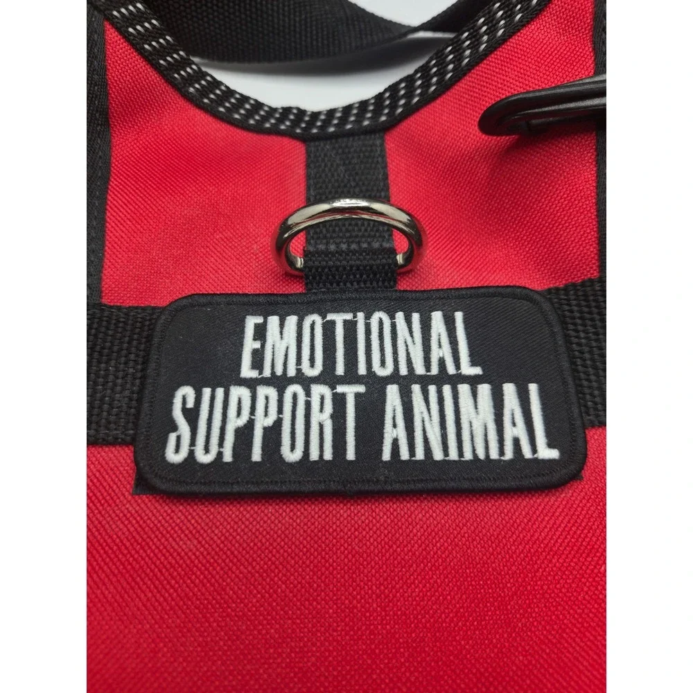 ESA Dog Harness Emotional Support Animal Vest Red Black Mesh Small